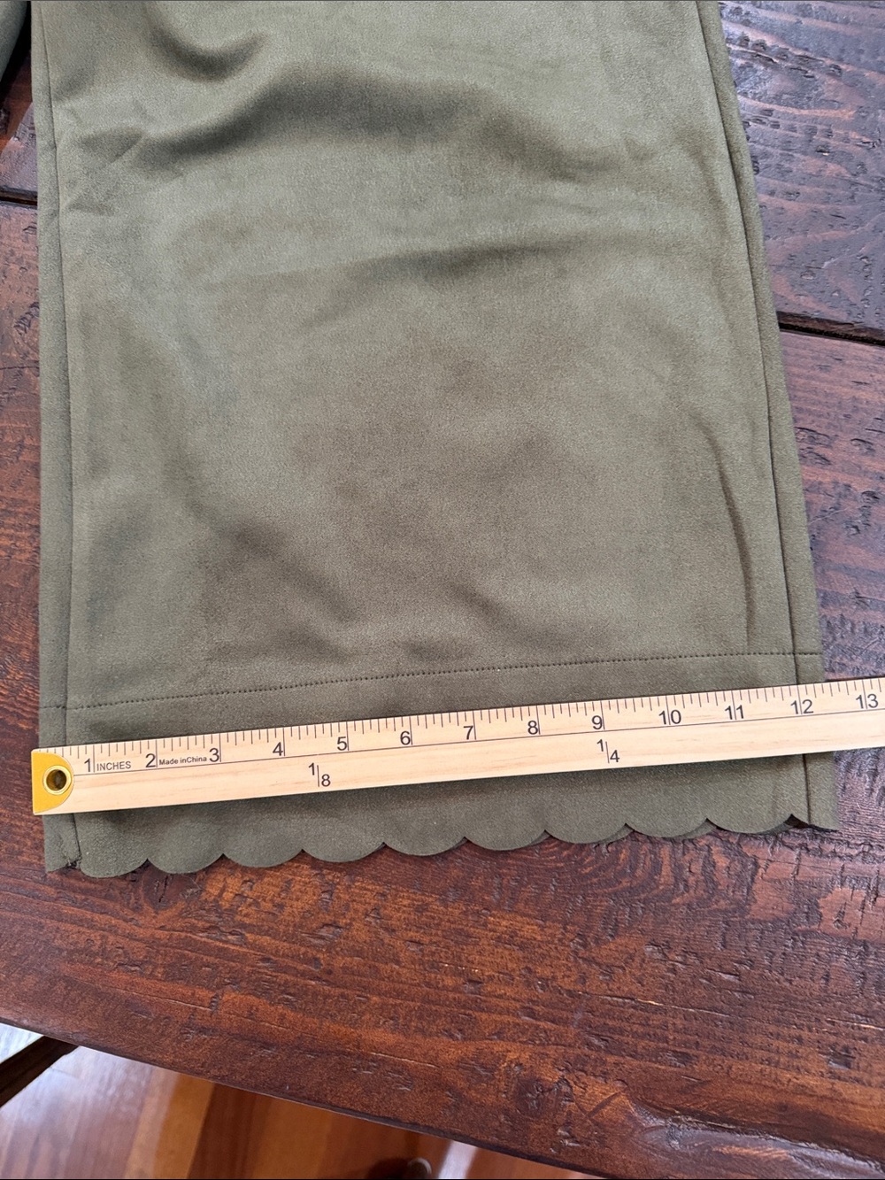 Jodifl Olive Faux Suede Scalloped Wide Leg Cropped Pants L - Picture 12 of 12
